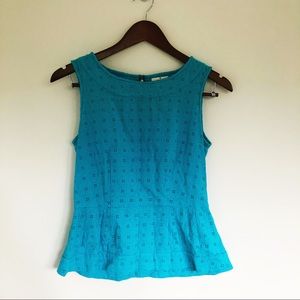 Final price Kate Spade Peplum Eyelet Turquoise Top